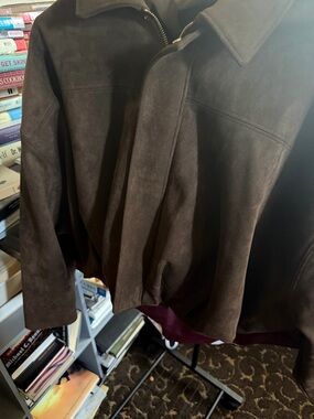Zara Dark Brown Suede Bomber Jacket